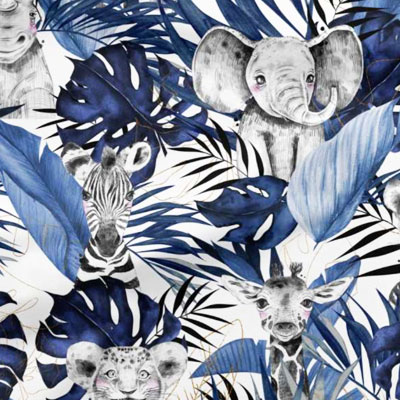 Tissu en coton savane bleu marine utilisé pour la confection des tapis d'éveil ou de Gaston le dragon - sur mesure