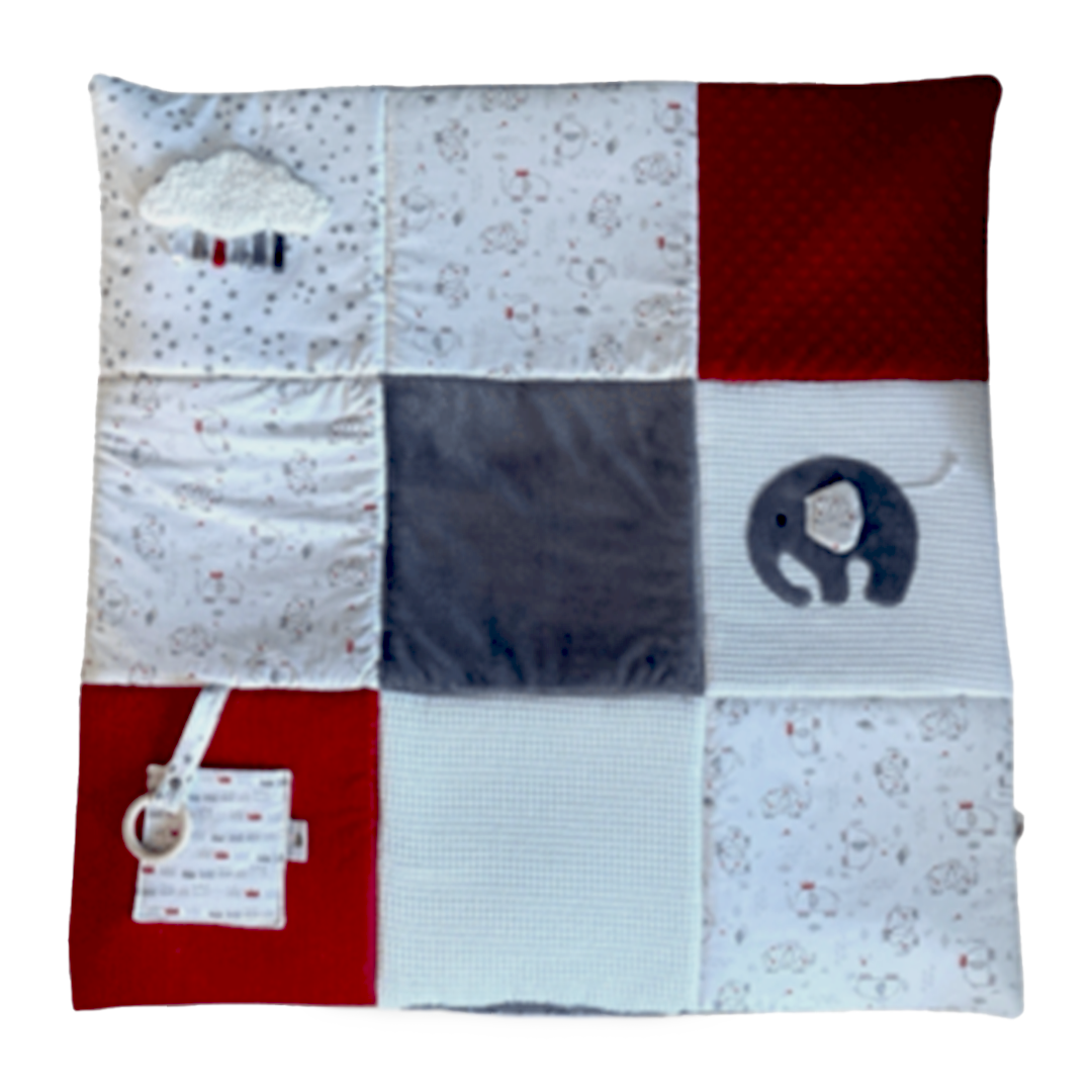 Tapis d'éveil sensoriel - Éléphant Rouge