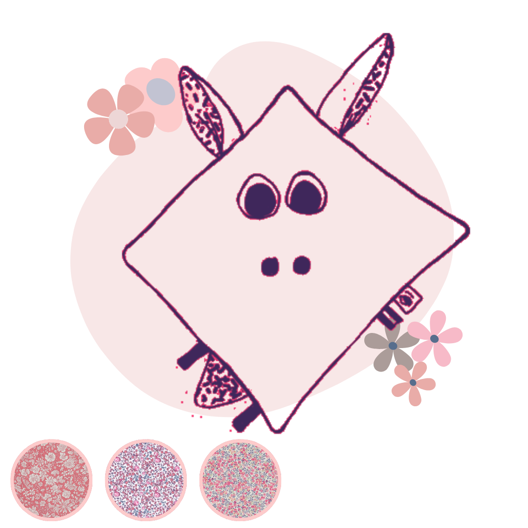 Doudou plat bébé Liberty personnalisable