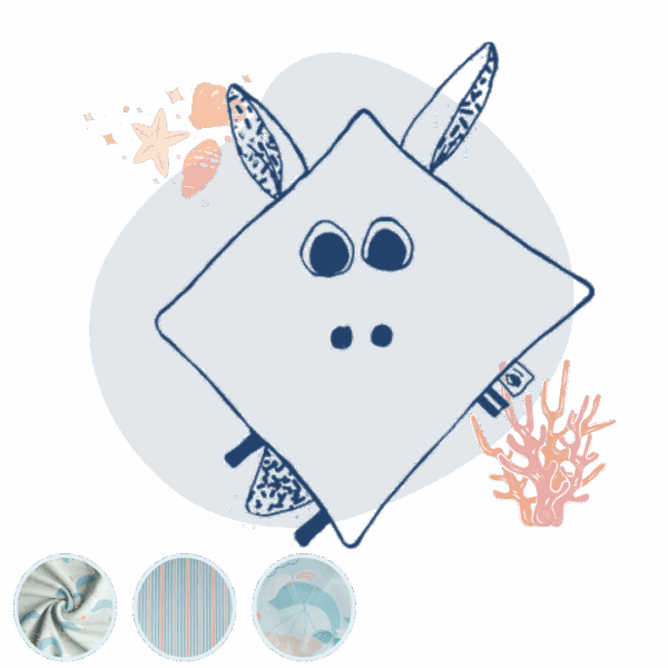 Doudou plat bébé Océan personnalisable
