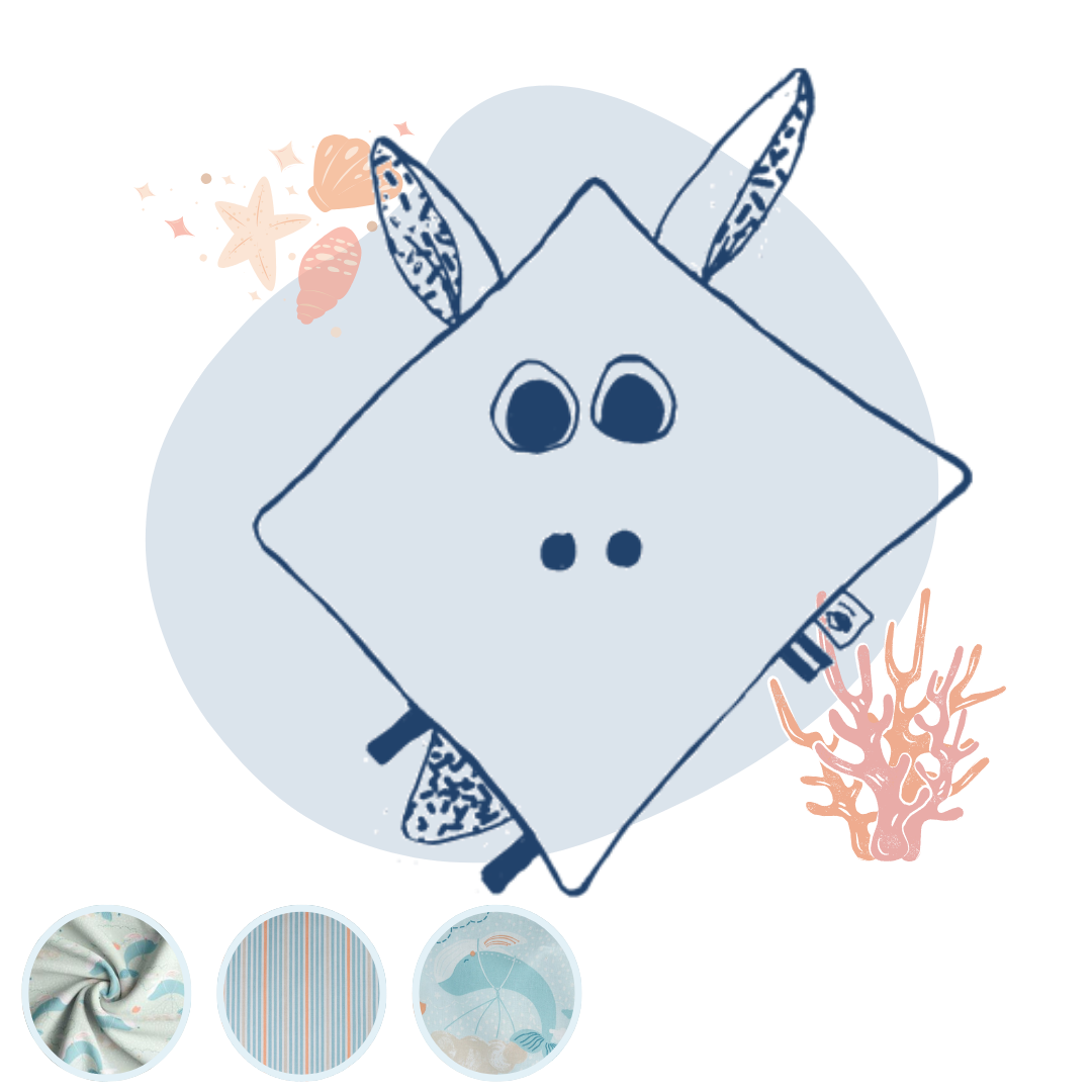 Doudou plat bébé Océan personnalisable